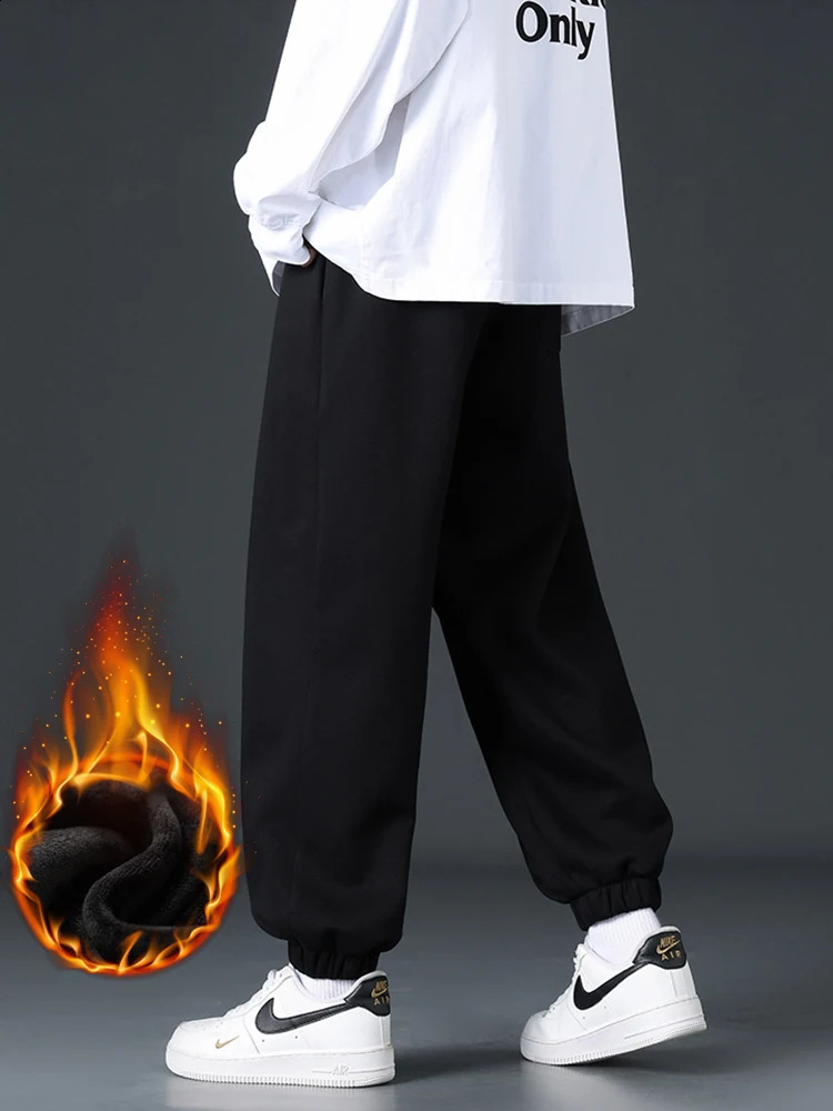 Mens Winter Fleece Jogger Pants AnkleLength Thick Warm Knitted Sweatpants with Letter y Sport Pant Asian Size M8XL 251023