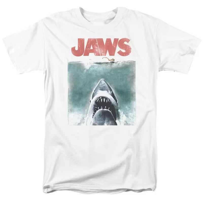 American Vintage Jaws Vintage Poster TShirt Shark Movie TShirt Summer New Vintage Fashion Mens and Womens StreetwearXJ251023