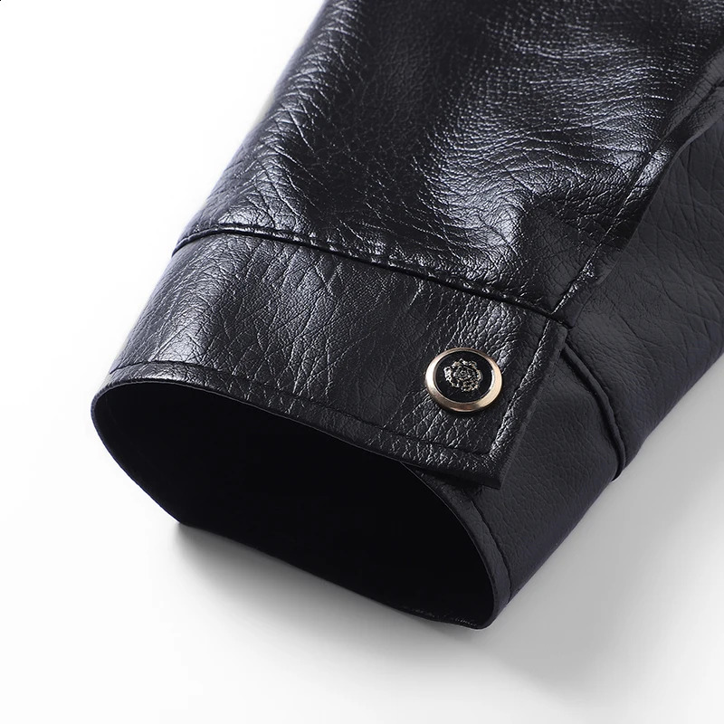 YJKVUR Mens FleeceLined Warm Faux Leather Jacket Waterproof Windproof Autumn Winter Arrival Man Motorcycle Stylish Coat 251023