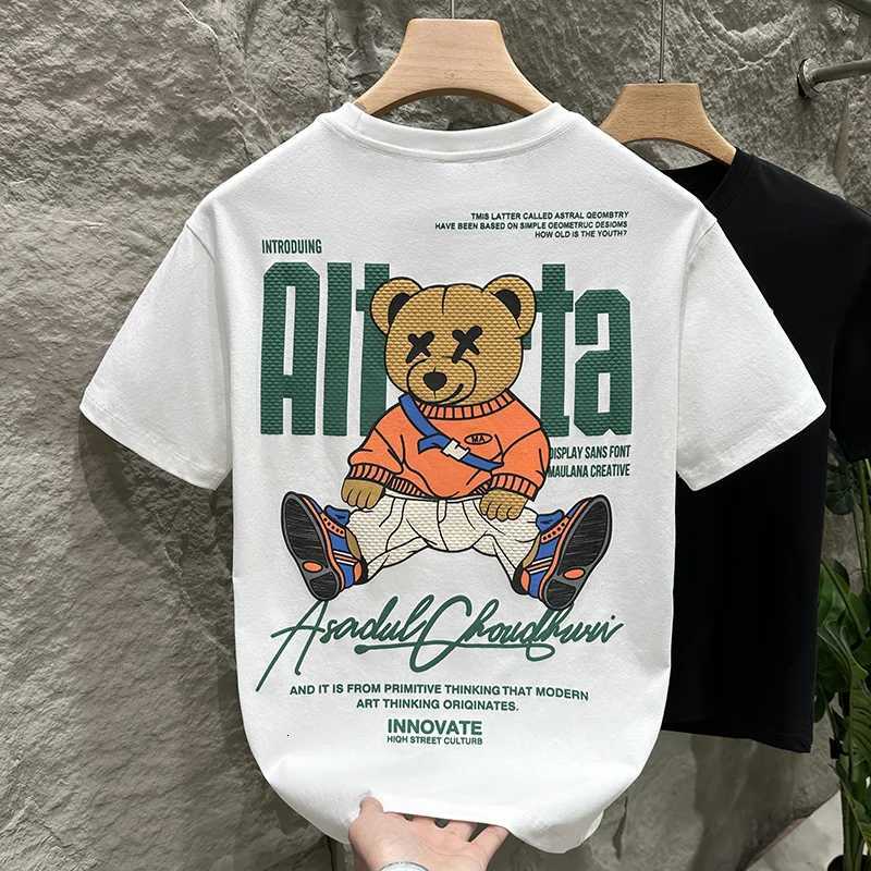 Shortsleeved mens tide loose printing white bear thin Tshirt shirt summer comfortable breathable fiveminute sleeve sweatshirXJ251023