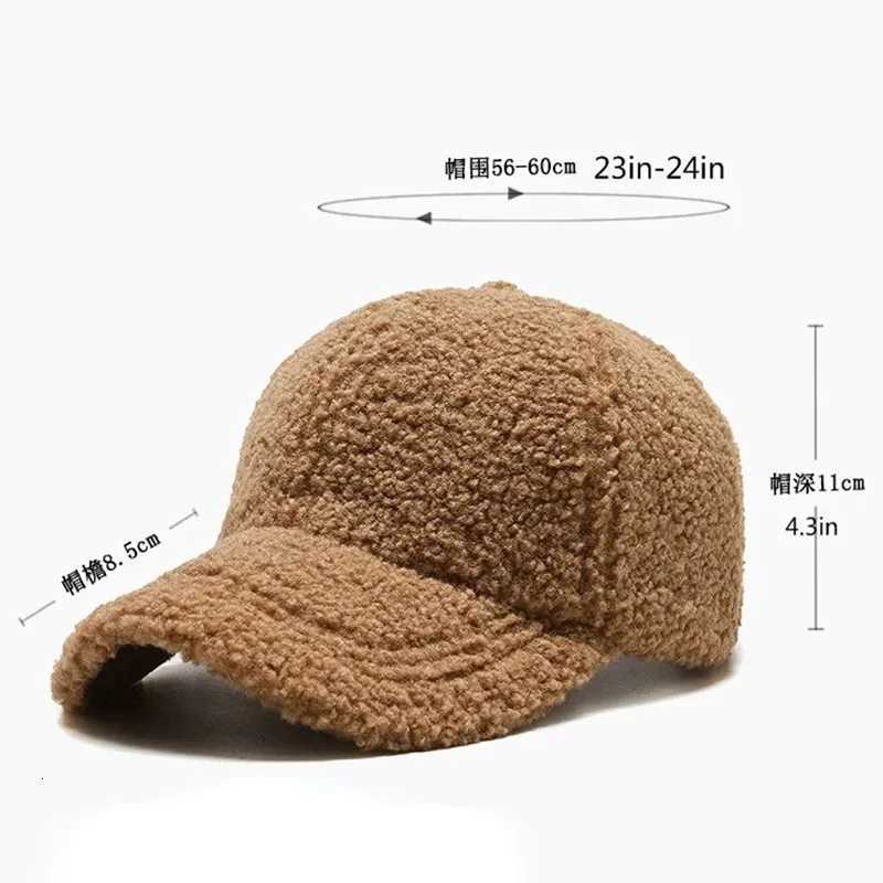 Big Solid Artificial Lamb Wool Baseball Wen Men Autumn Winter Hats Keep Warm Plush Baseball s Outdoor Dad HatW251023