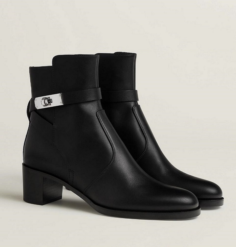 Winter Luxury Brand Women Frenchie Ankle Boot Palladium-plated Buckle Calfskin Leather Black Brown Lady Party Dress Knight Booties