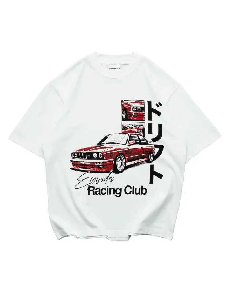 Trendy Y2K car pattern print simple casual men Tshirt retro European American Gothic high street punk Harajuku short sleeveXJ251023