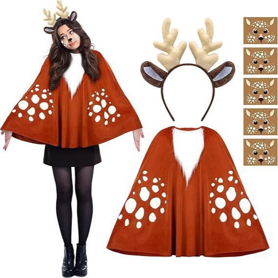 2025 New Halloween, Christmas Jungle, New Autumn and Winter, Reindeer Cape, Role Playing Role, Witch Costume