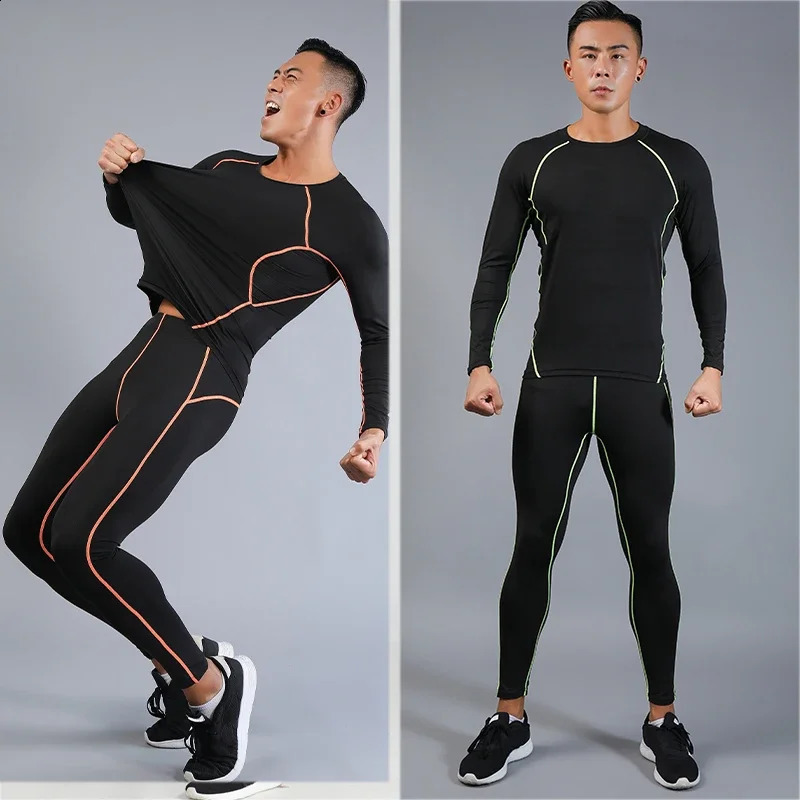 Mens Compression Set Running Tights Workout Fitness Jogging Training Clothes Tracksuit Men Long Sleeve Shirt Sport Suit 725726 251023
