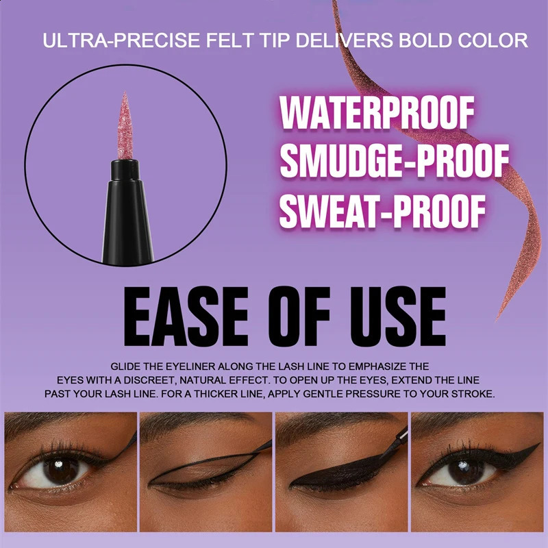 Glitter Liquid Eyeliner Pencil Waterproof Purple Pink Blue Eye Liner Pen Long Lasting Quickily Drying Eyes Makeup Cosmetics 251014