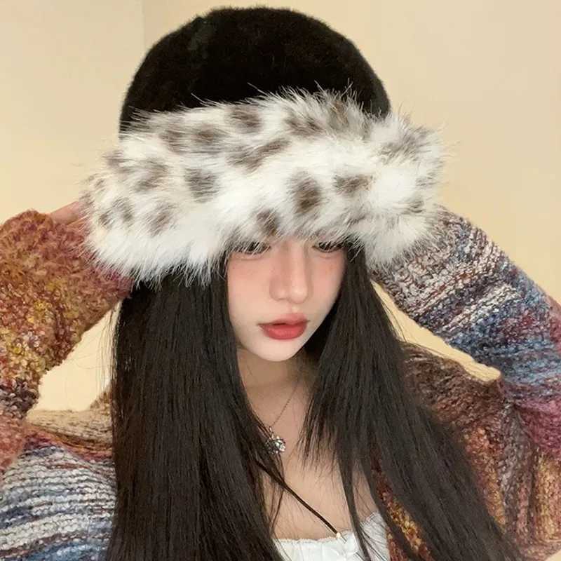 New Winter Warm Thicken Beanies Leopard Print Faux Fur Mongolian Hat Ethnic Style Fisherman Hat Traditional Headwear Fashion CapXJ251023