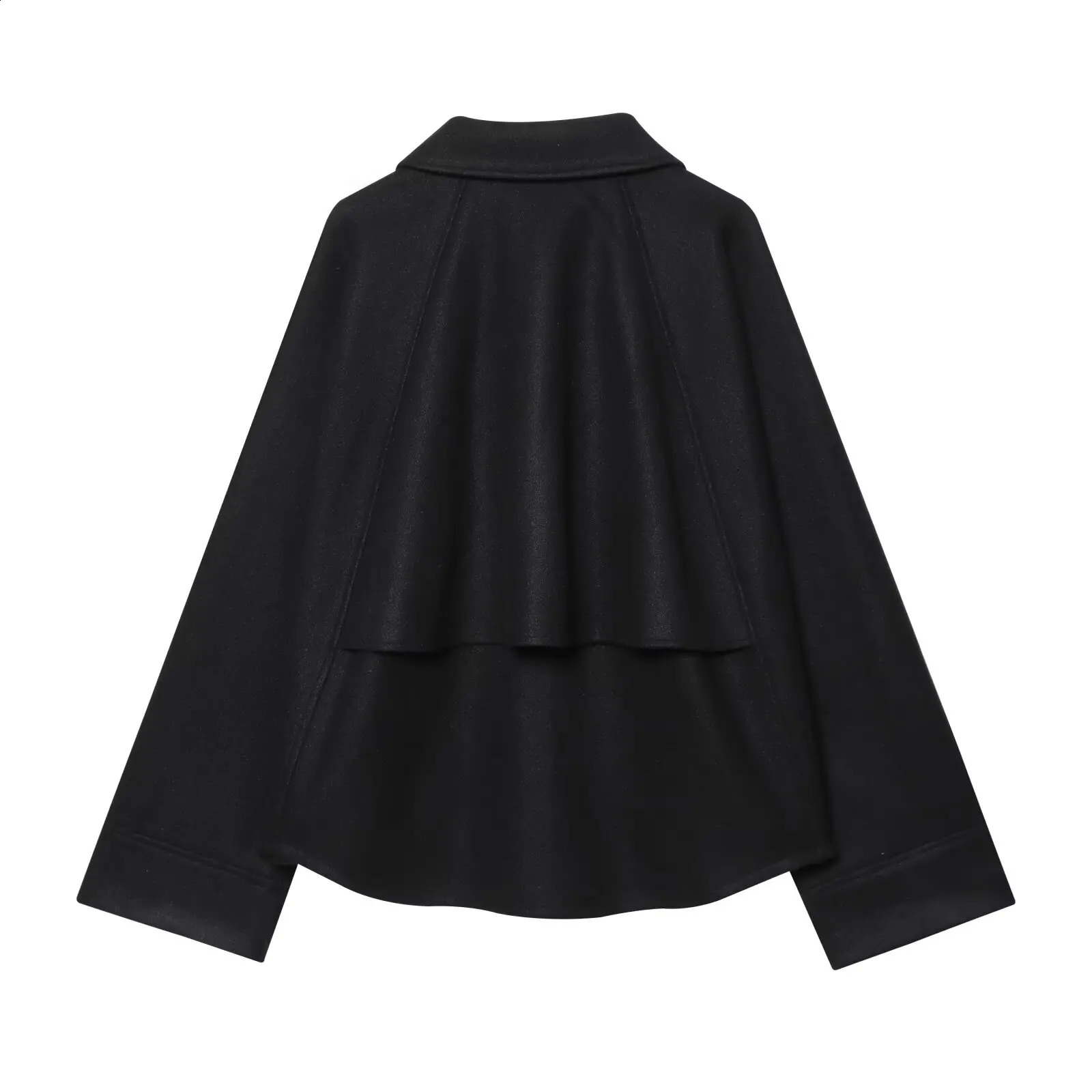 WOMAN Fashion European and American Style Autumn Blended Shoulder Sleeve Top Joker Zipper Coat Outerwear Mujer 251013