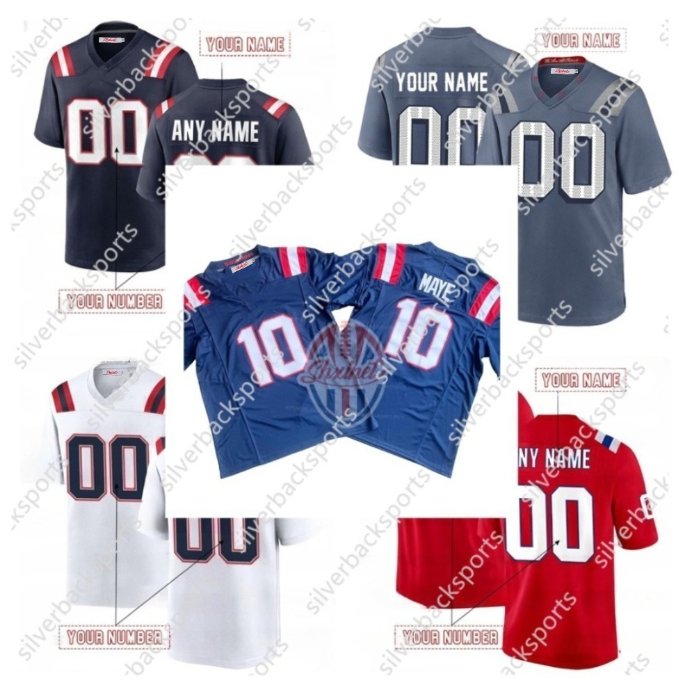 Custom Football Jersey Drake Maye Stefon Diggs Christian Gonzalez 12 Brady Mike Vrabel 11111