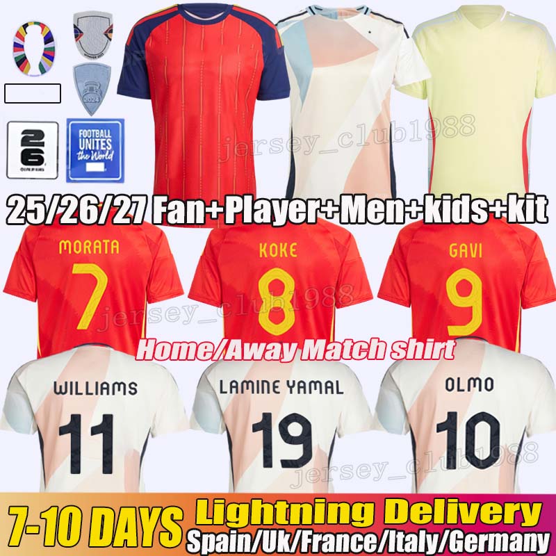 Spain jersey Rodri Lamine Yamal jersey Joselu Home Away Soccer Jersey Carvajal Pedri Ferran Olmo Zubimendi Espana jersey WILLIAMS National Football Shirt Kids Kits