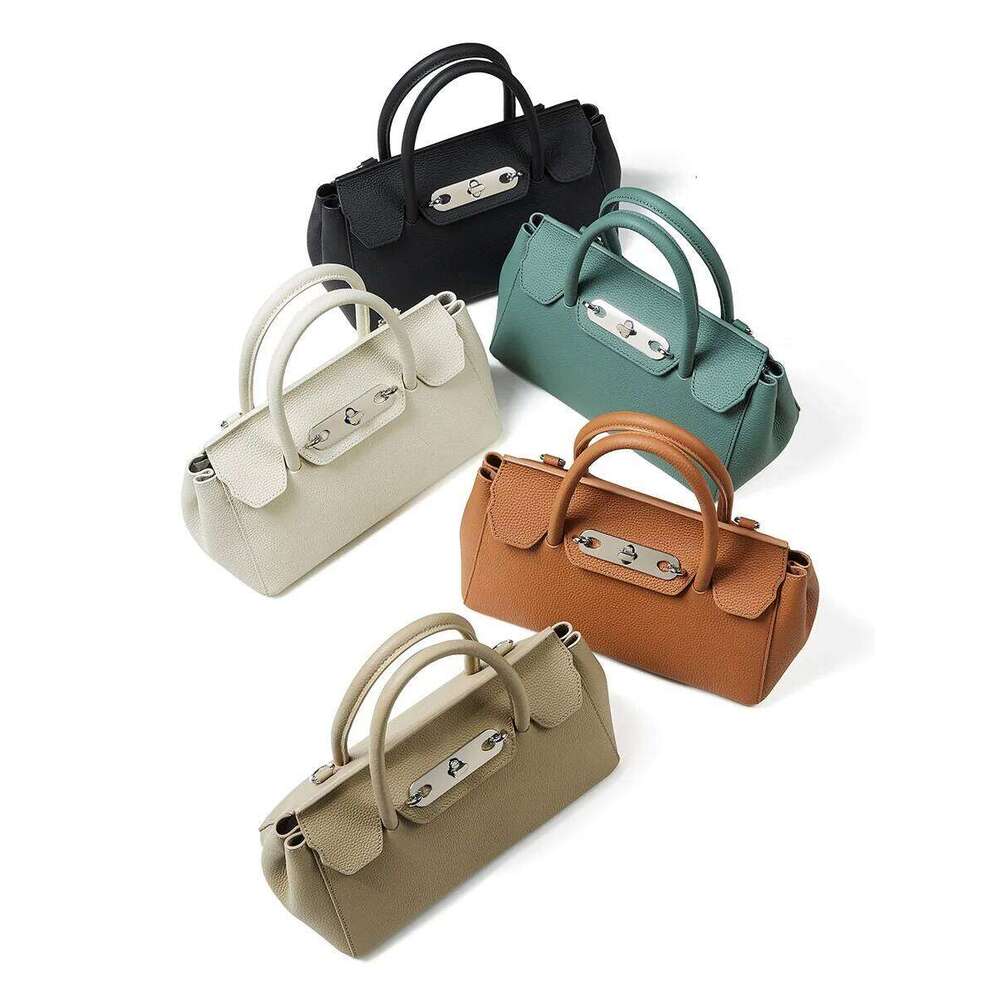 Genuine Leather First Layer Cowhide Boston Women's 2025 New Commuter Versatile Bowling Shoulder Niche Crossbody Hand Bag