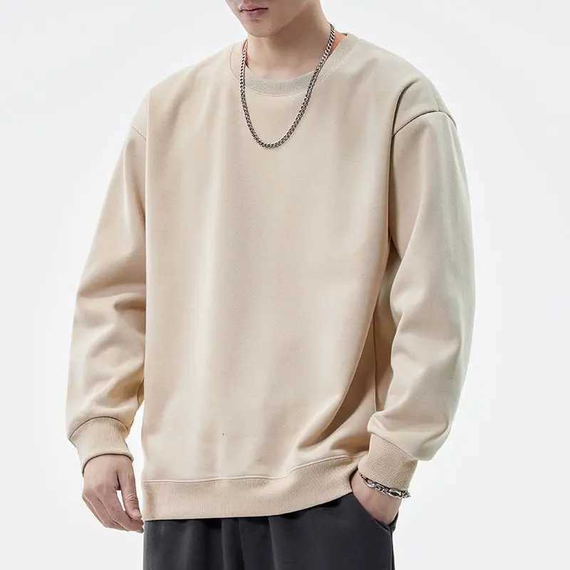 Spring and Autumn Solid Color Round Neck Men Loose Versatile Casual Sweatshirt Without Hood Long SleeveT251023