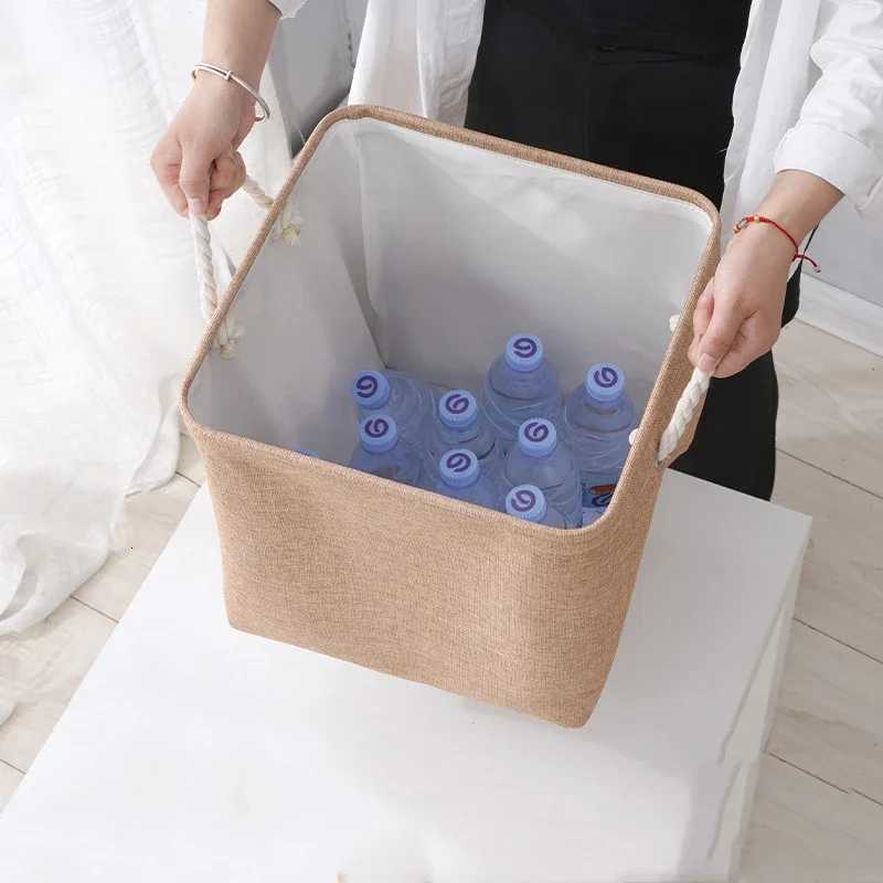 Modern Minimst Linen Storage Basket Square Folding Dirty Clothes Basket Household Large Capacity Handheld Storage Basket C251023