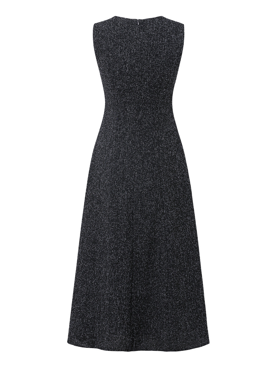 G2892 Comfortable round neck romantic French backless dress summer leisure temperament slim waist long