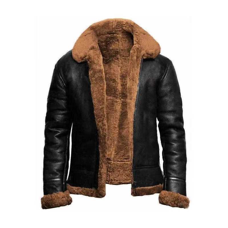 Men Plush Jacket Integrated Fur Comfortable Thickening Warm Long Sleeved Solid Color Leisure Versatile New Zippered Jacket W251023