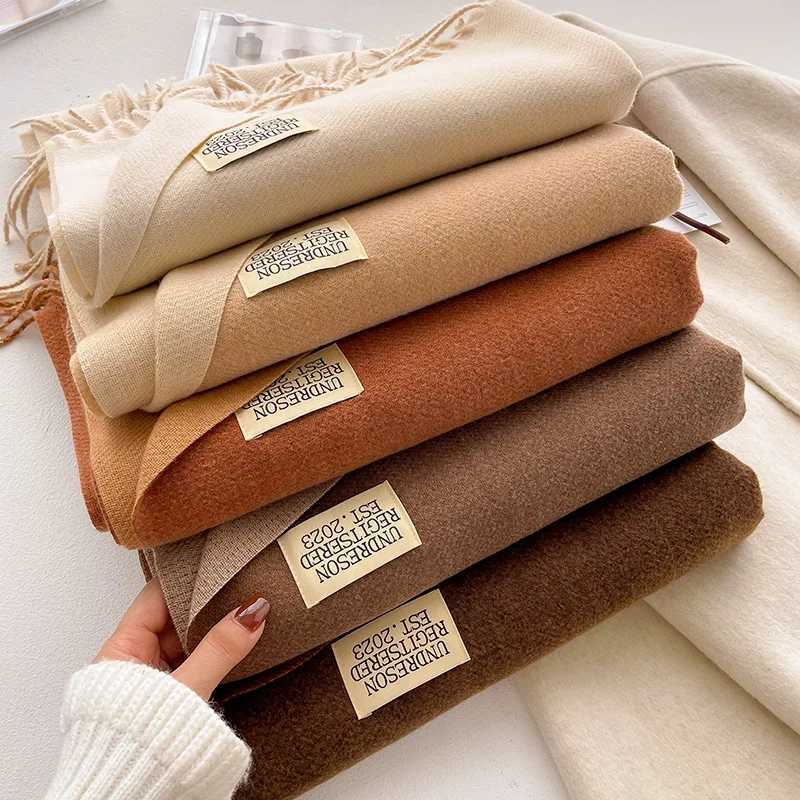 Fashion Solid Cashmere Warm Scarf New Design Winter Double Side Diffrent Color Shawl Wraps Bufanda with Tassel Blanket J251113