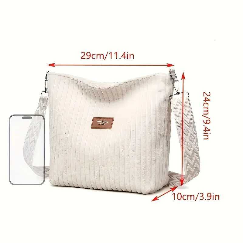 Womens Corduroy Shoulder Bags Large Capacity Solid Color Handbags Daily Commuting Crossbody BagsL251023