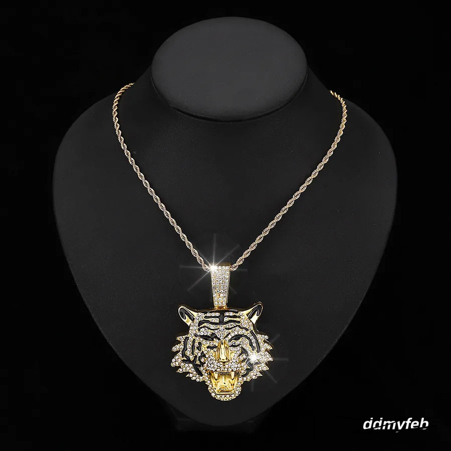 Men's Alloy Cuban Chain Necklace With 3D Tiger Pendant - Hip Hop Style Statement Jewelry Ddmyfeb