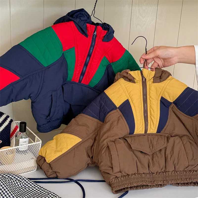 2025 Winter New Children Plus Velvet Thick Warm Coat Letter Print Boys Down Jackets Baby Girls Hooded Padded Jacket Kids Clothes Y251023