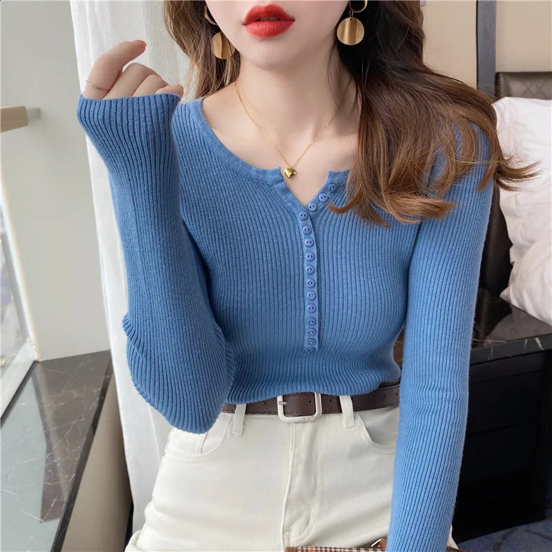 Women Pullover Autumn Winter Skinny Elastic Knitted Shirt Sweater Female Long Sleeve Slim Knit Bottoming Knitwear Tops 251020