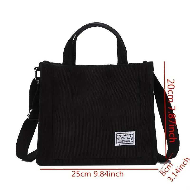 Vintage Corduroy Tote Bag Retro Crossbody Messenger Bag Casual Handbag Shoulder Purse For WomenL251023