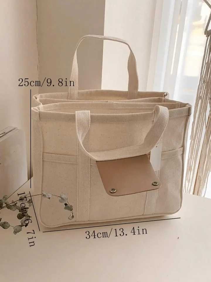 Large Capacity Canvas Tote Bags for Work Commuting Carrying Bag College Style Student Outfit Book Shoulder BagL251023