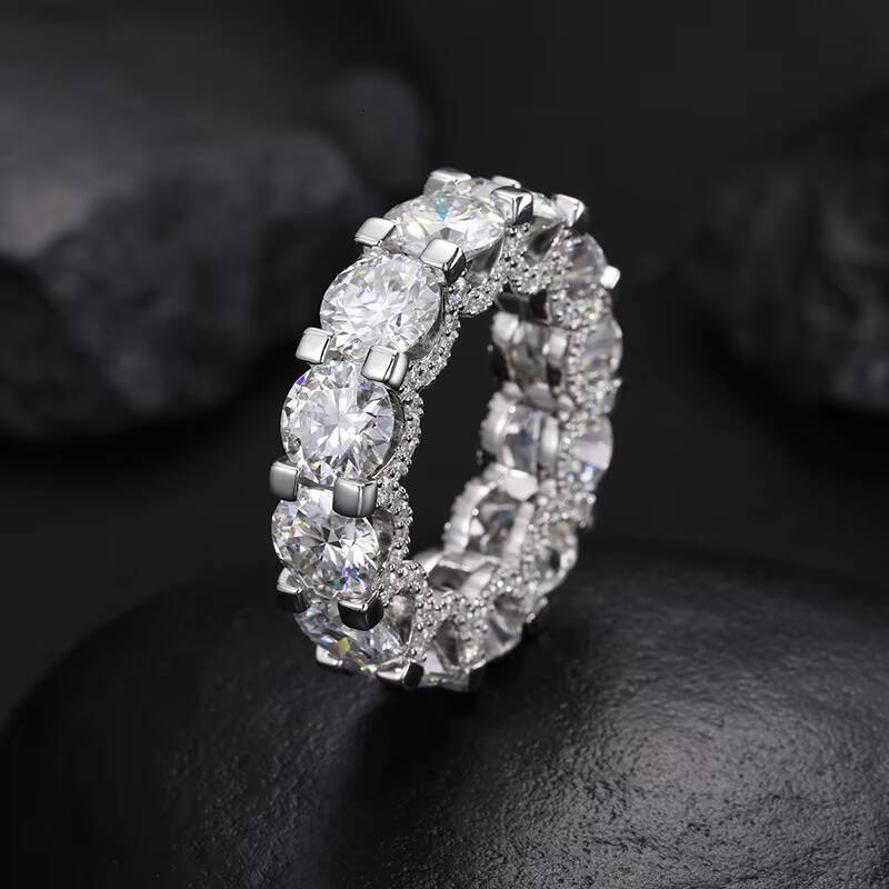 Wholesale High Quality Fashion Luxury Hip Hop Cuban Iced Out 925 Sterling Silver Moissanite Ring for Men and Women