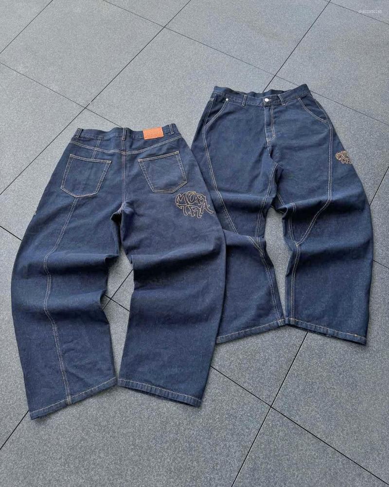 Men's Jeans Cross-Border Embroidery Loose Jeans Casual American Street Hip-Hop Patchwork Long Wide-Leg Pants Y2K European And Style