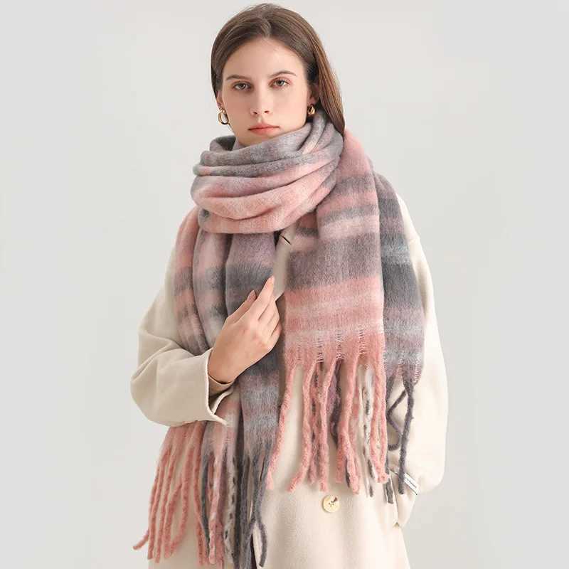 Korean Winter Imitation Cashmere Scarf Student Neck Thick Warm Shawl Men Women Popular Tassel Scarves Bufanda Blanket Thickening J251113