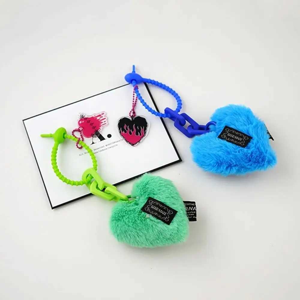 Cute Plush Heart Pendant with Silicone Cord Lightweight Heart Keychain Hanging Ornament Bag Pendant Bag Accessories Z251023