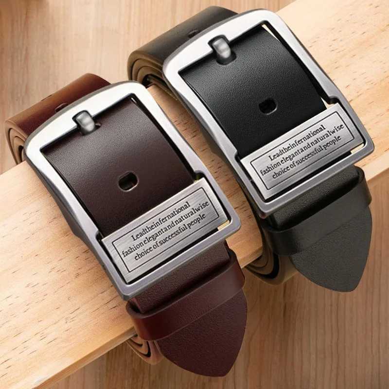New Leather Cowhide Mens Belt Fashion Metal Alloy Pin Buckle Adult Luxury Brand Jeans Business Casual Waist Male Strap BrandXJ251023