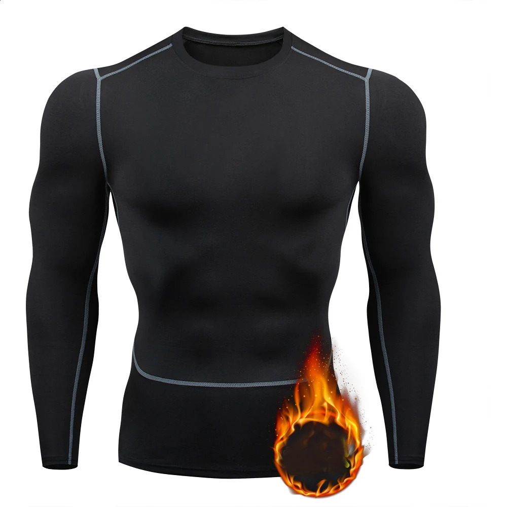 Winter Thermal Bodybuilding Top Men Compression Gym Running T Shirt Long Sleeve Fitness Shirts Quick Dry Sport Football TShirts 251023