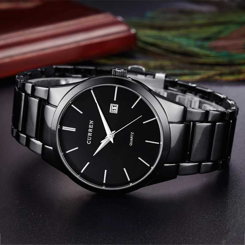 black Curren Top Brand Business Men Male Luxury Watch Casual Full steel Calendar Wristwatches quartz watches relogio masculinoL251023