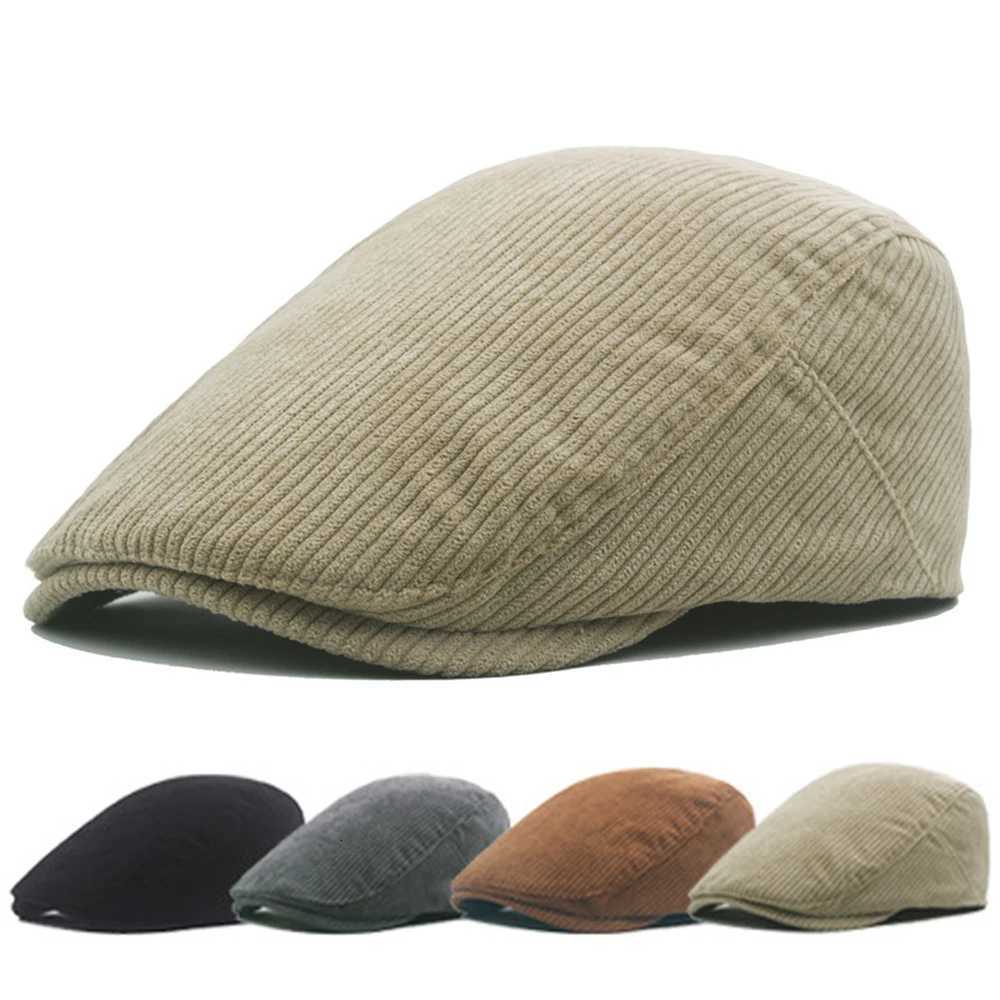 Drop Ship 2023 Autumn and Winter Corduroy Man Ivy Dad Casual Newsboy Hat Wen Big Size Beret 5660cmW251023
