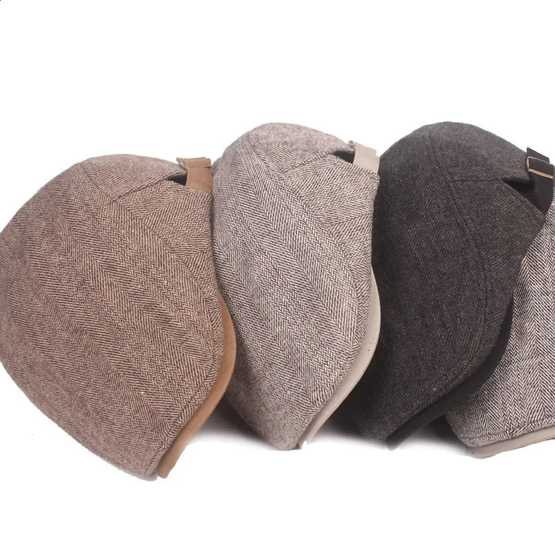 Winter Thicken Thermal ed Cap Mens Herringbone Simple Beret Male Warm Dad Flat sboy Hats Wholesale Leisure 251021