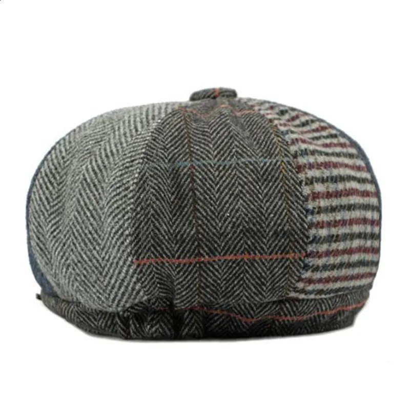 Four Seasons Cotton Plaid Print sboy Caps Flat ed Cap Men and Women Painter Beret Hats 138 251021