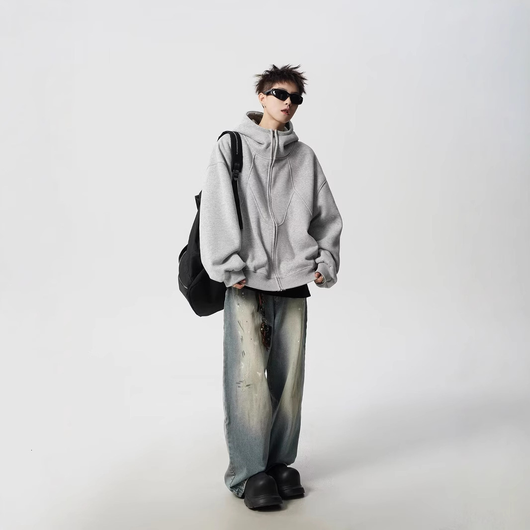 Heavyweight Deconstructed Designer Hoodie Jacket Tracksuit Men Polo Veste Coat Hoodie For Men Winter Trendy Brand Design Patchwork Sweatshirt High