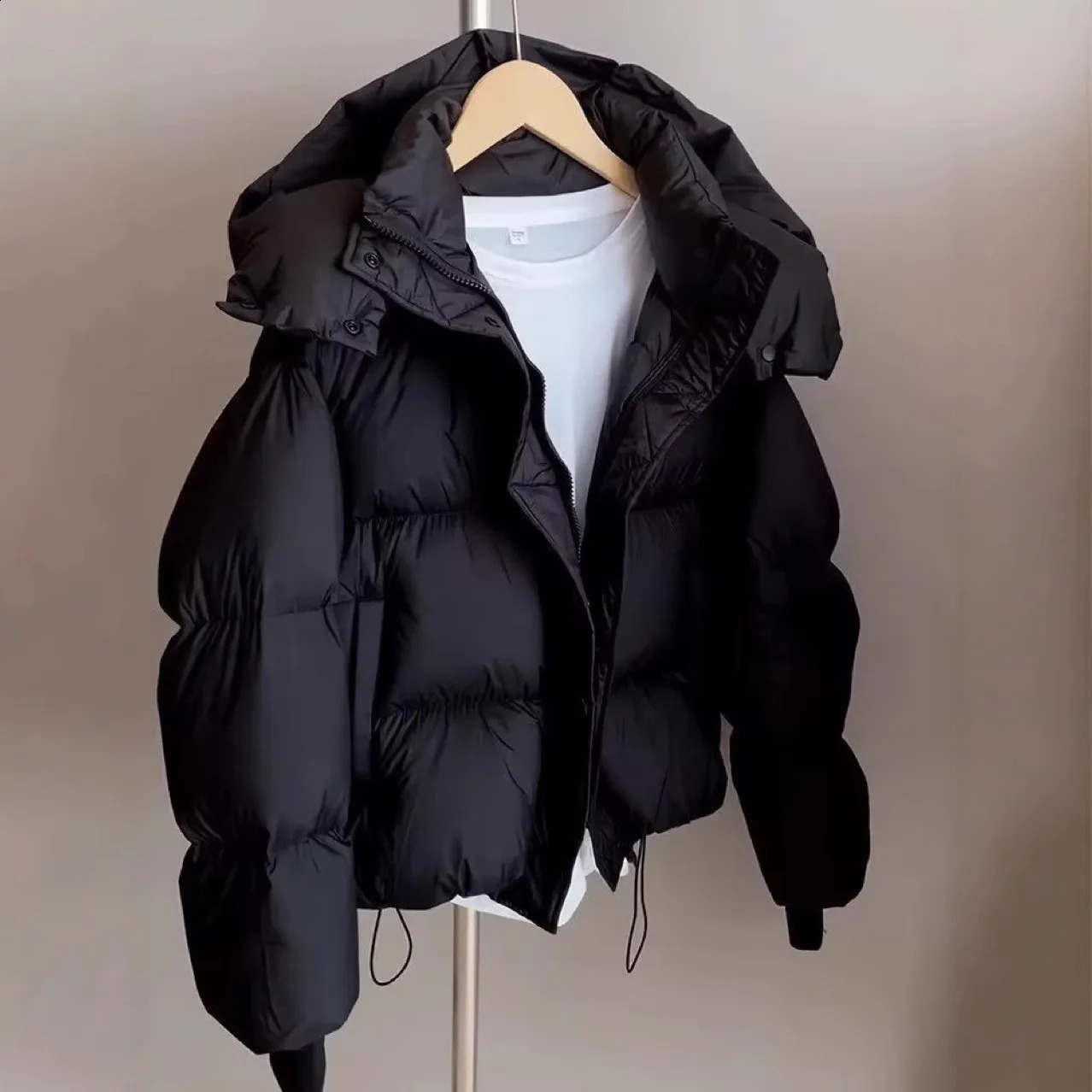 Autumn Winter Jacket Women Fashion Lightweight Hooded Down Cotton Overcoat Female Loose Casual Warm Parkas Outerwear 251022