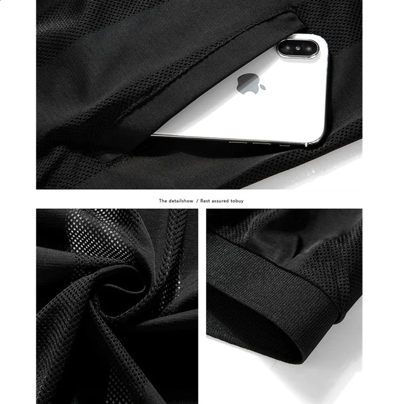 White Cutout Mens Long Sleeve JacketSummer Striped Sun Protection Coat Black Light Thin Top JacketsBreathableQuickdrying 251015