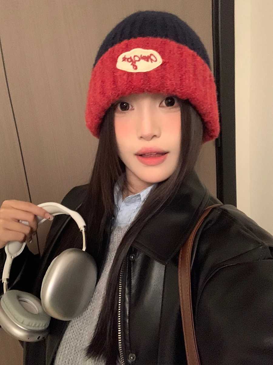 Womens Beanie Hat To Show A Small Face American Vintage Fashion Letter Student Couple Knitted Hat VersatileXJ251023