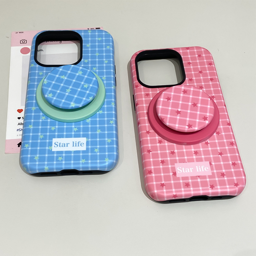 Magnetic Stand Checkered Phone Case for iPhone 17 Pro Max, Cute Grids Plaid Checkerboard Aesthetic Design Compatible with Slim Bumper Shockproof Prote