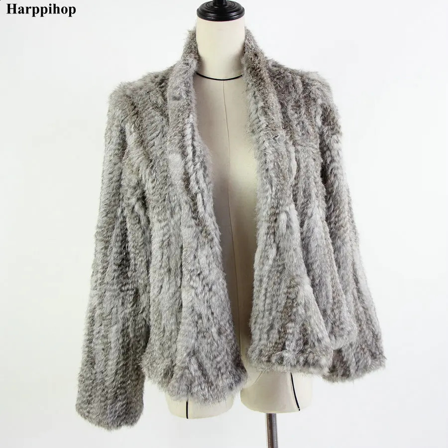 knitted rabbit fur jacket popuplar fashion fur jacket winter fur coat for womenharppihop 251013