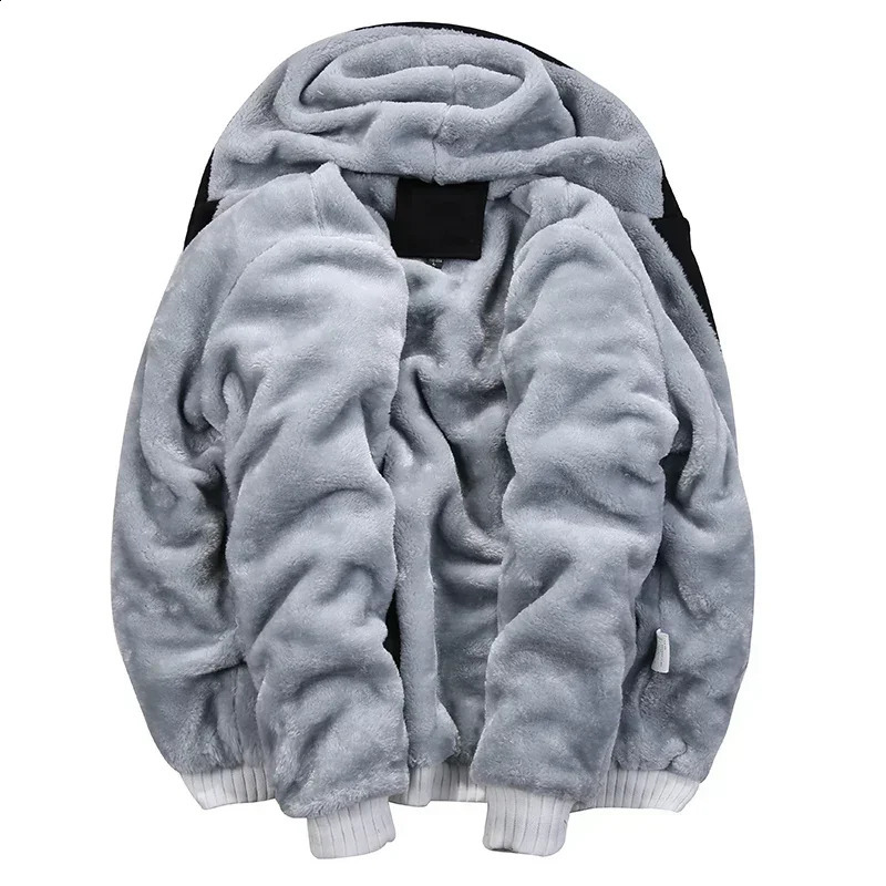 Winter Fleece Thicken Mens Twopiece Zipper Sports Set Hooded Thermal Suit Casual Oversized Tracksuit 4XL 5XL Funny 251023