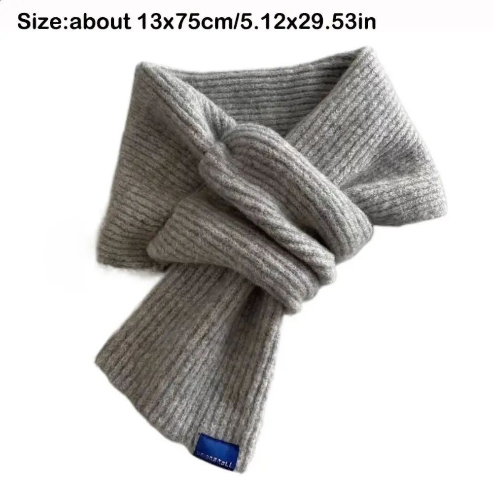Neckerchief Wrap Solid Color Cross Scarf Woolen Thicken Short Neckerchief Knit Scarf Girls 251020