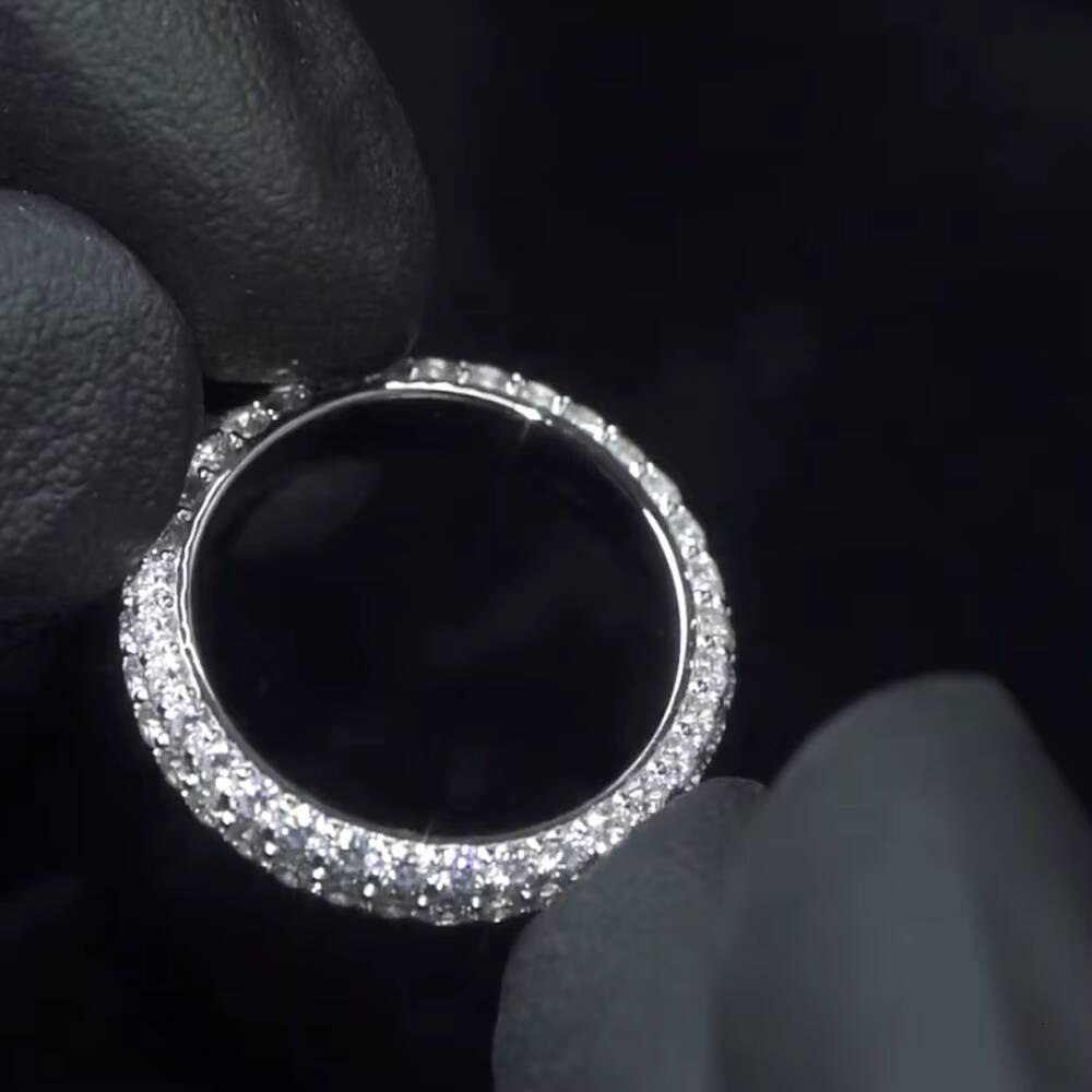 925 Sterling Silver 10K14K18K Gold Premium VVS D Custom Moissanite Iced Out Hip Hop Pinky Ring for Men With Certificate