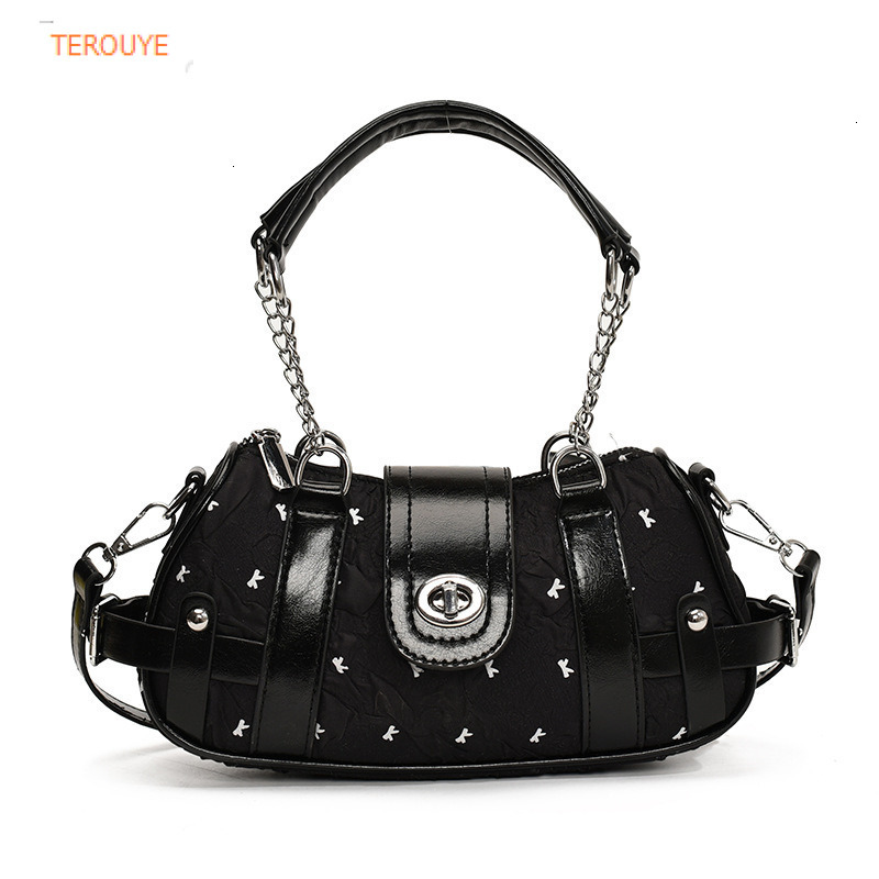 Sweet and cool motorcycle style Y2K spicy girl handbag autumn and winter new fashionable armpit bag trendy women's shoulder bag luxurious designe
