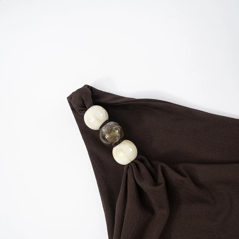 CUTENOVA 2025 WomenS Spring And Summer Diagonal Shoulder Asymmetric Style Beaded Slim Package Elegant Hip Mini Dresses 251023