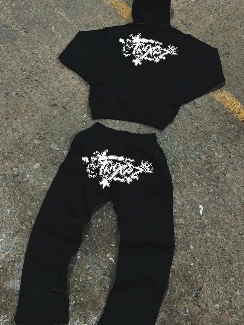American High Street Fashion Clothing Hip Hop Harajuku Retro Y2K Loose Men Suit Gothic Punk Casual Sweatshirt 251021