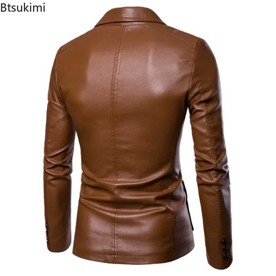 2025 Mens Business Casual Leather Jacket Fashion Slim Suit Collar PU Leather Coats Autumn New Vintage Streetwear Large Size 6XL W251023