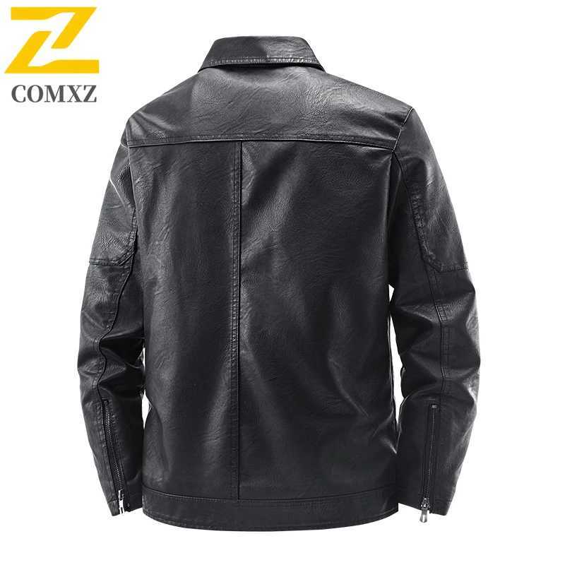COMXZ Plus Size Mens Leather Jacket Classics Turndown Collar Adventure Windproof Leather Coat Fashion Leisure Work Autumn Wear W251023